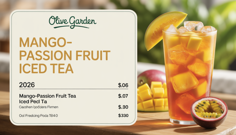 Olive Garden Mango-Passion Fruit Iced Tea Menu Prices 2026